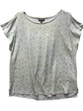 Style & Co Womens Large Mint Green Mix Media Tee With Abstract Pattern